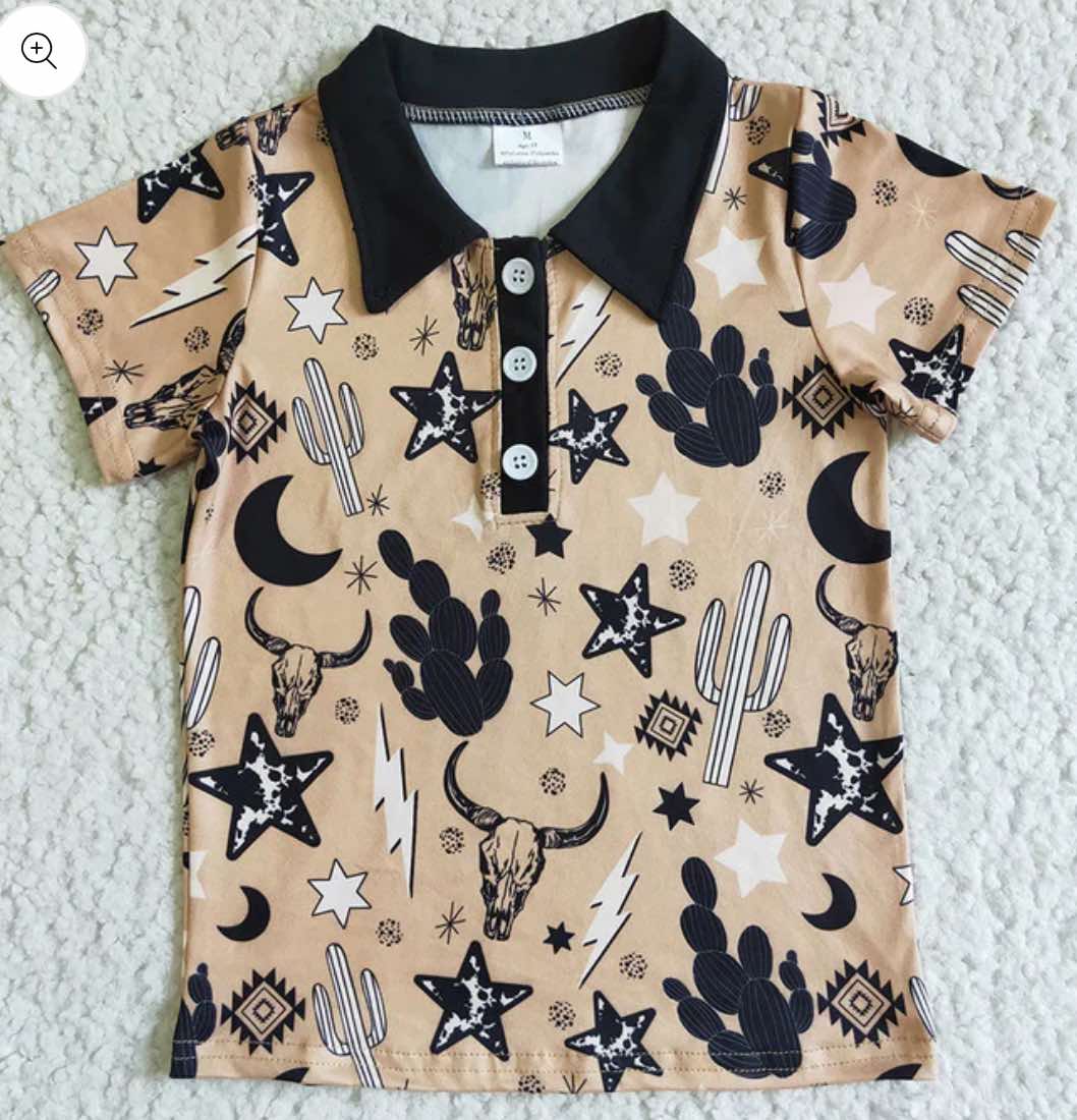 Black Collard Kids Shirt