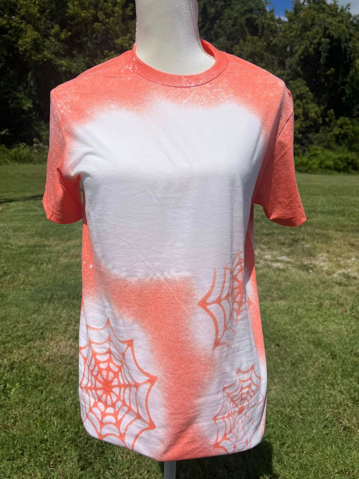 Bleached Blank Orange T-shirt with spider bleached spots