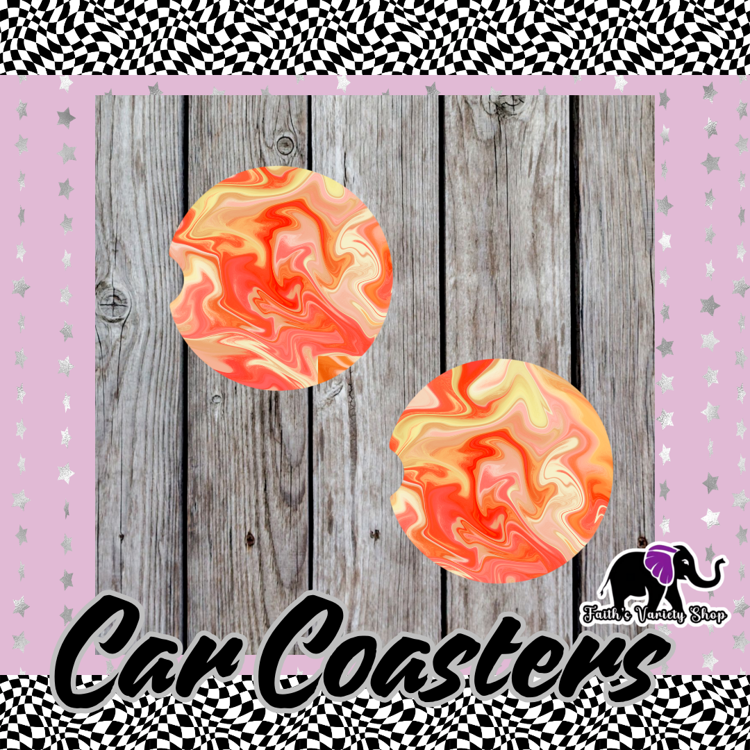 Orange Swirl Car Coasters