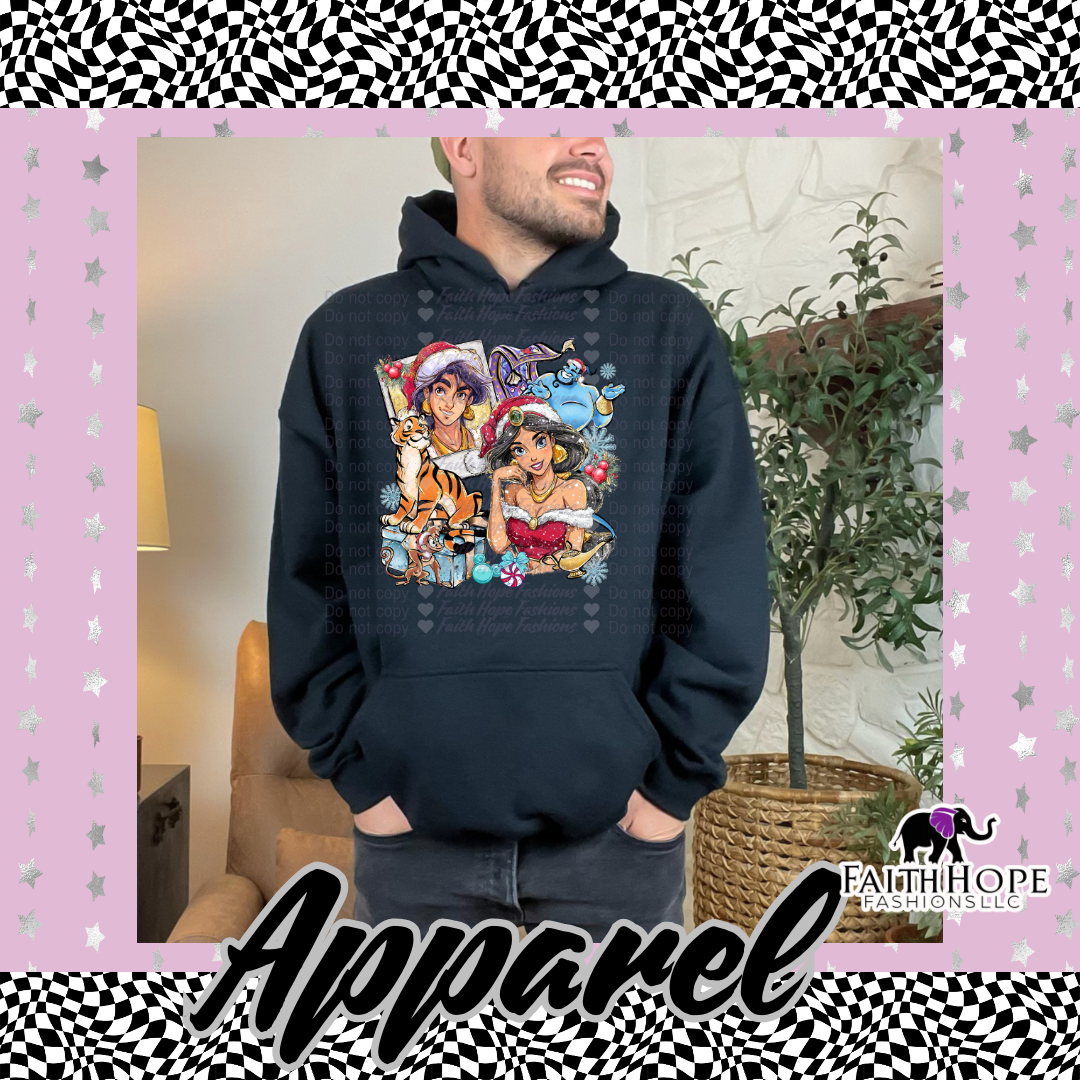 Aladdin Christmas Polaroid Adult Hoodie