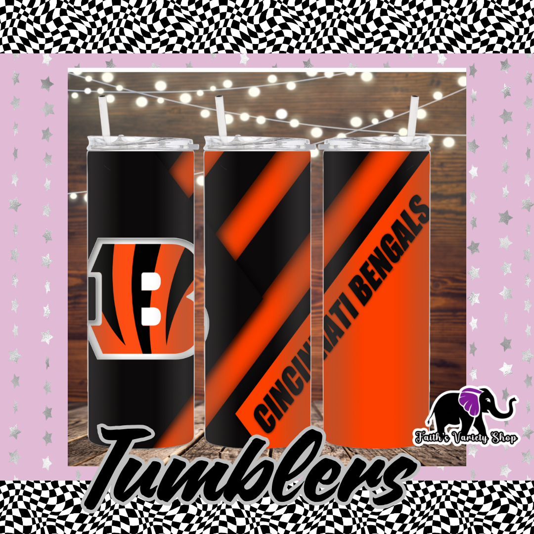 Angled Striped Bengals 20oz Tumbler