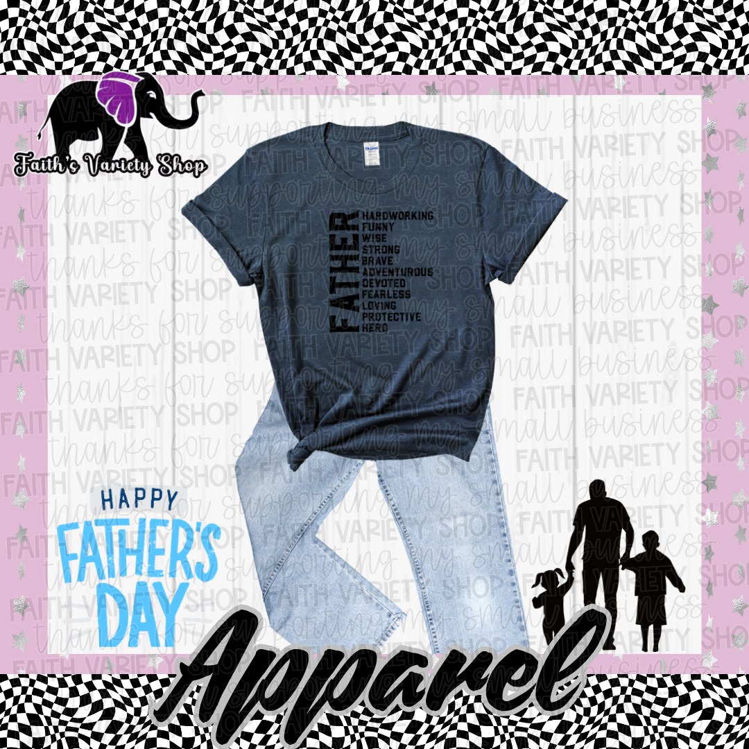 Father Adjectives Stacked Apparel