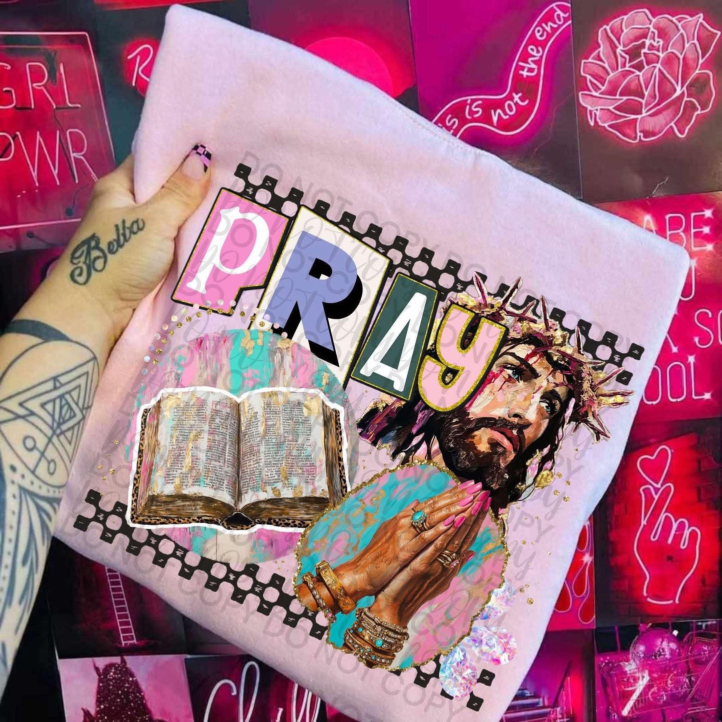 Retro Collage Pray Apparel