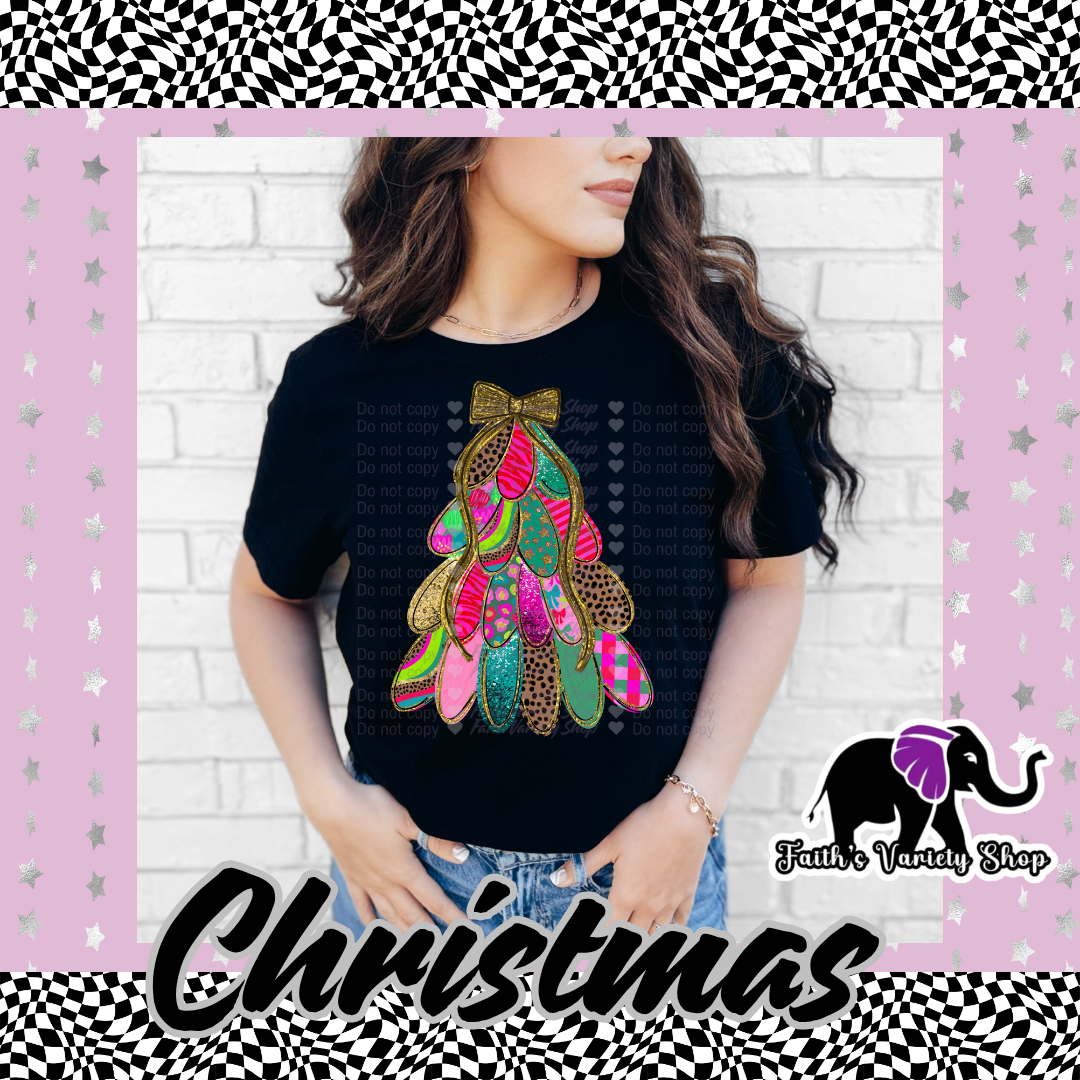 Brushstroke Tree with Bow Adult T Shirt