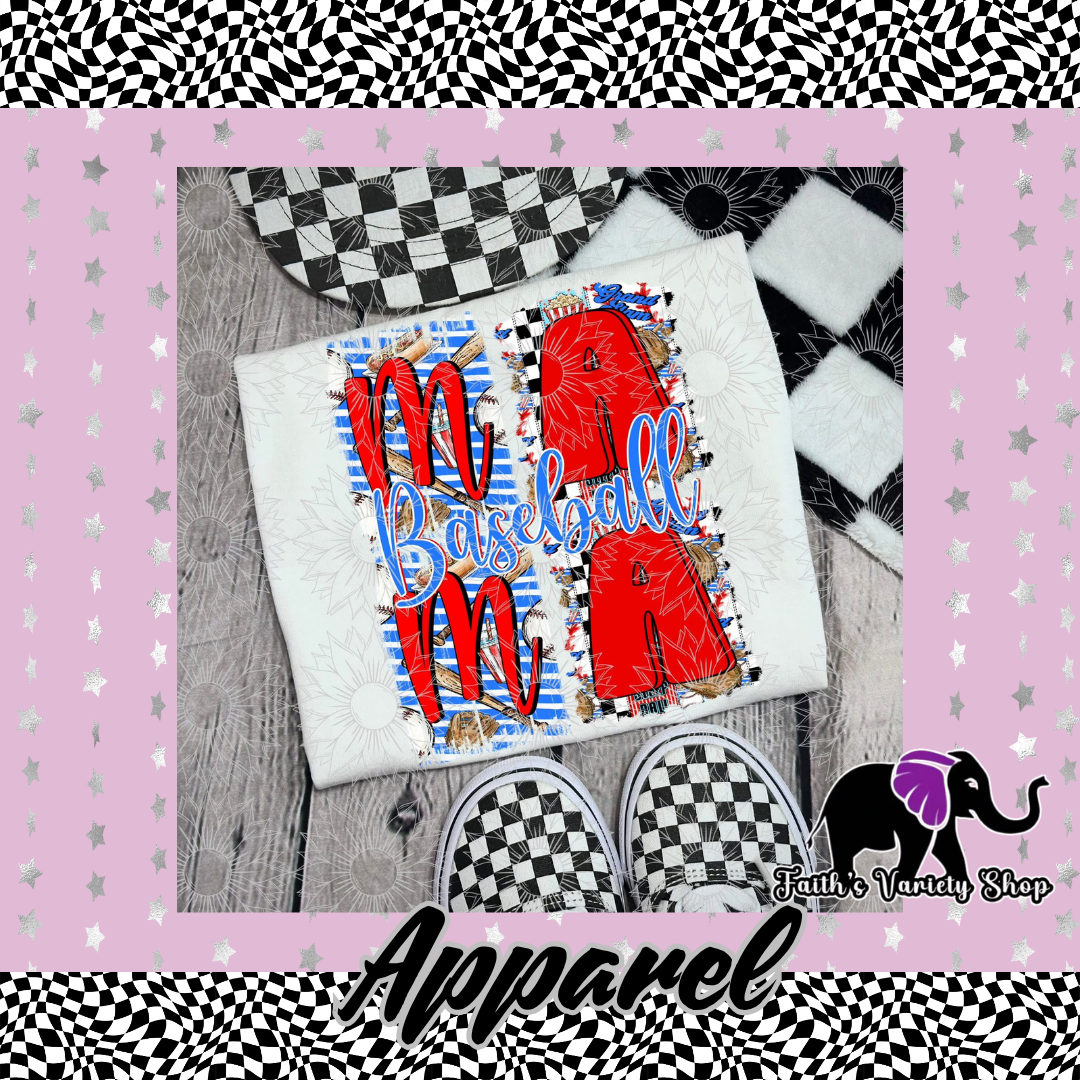 Mama Baseball Red and Blue Apparel