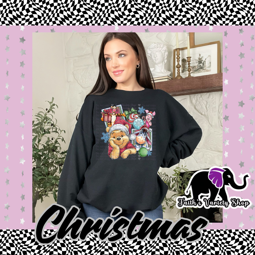 Christmas Pooh Polaroid Adult Sweater