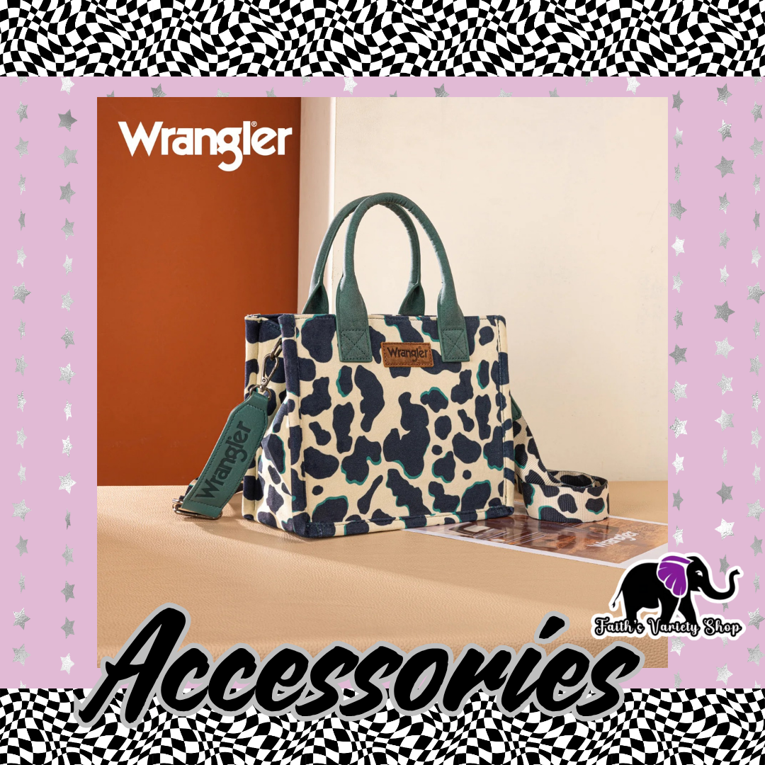 Cow Print With Green Straps Wrangler Bag