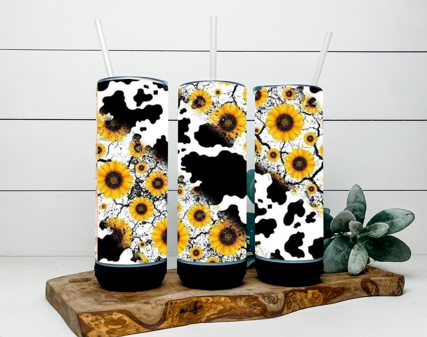 Cow Print and Sunflower Drinkware