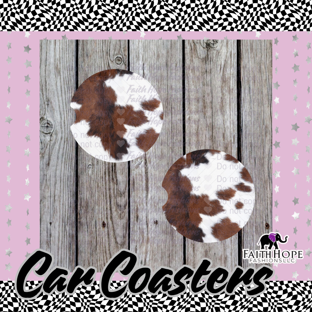 Cow Print Car Coasters