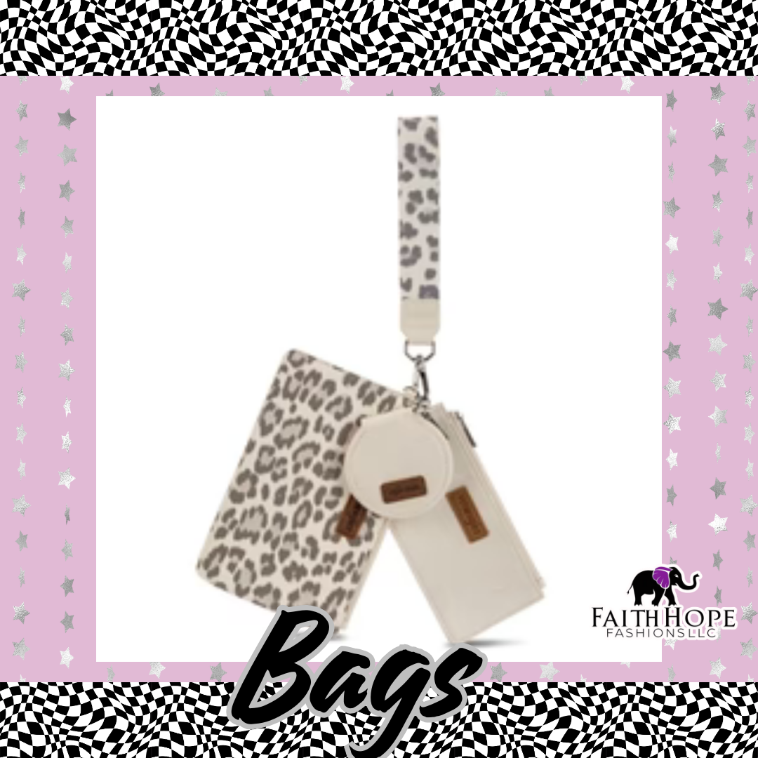 Cream Leopard Wrangler Wristlet