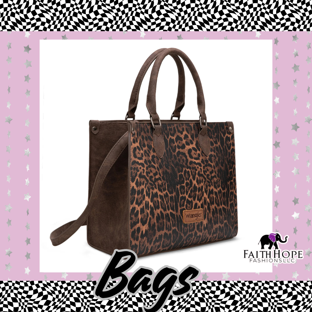 Dark Brown Leopard Wrangler Tote