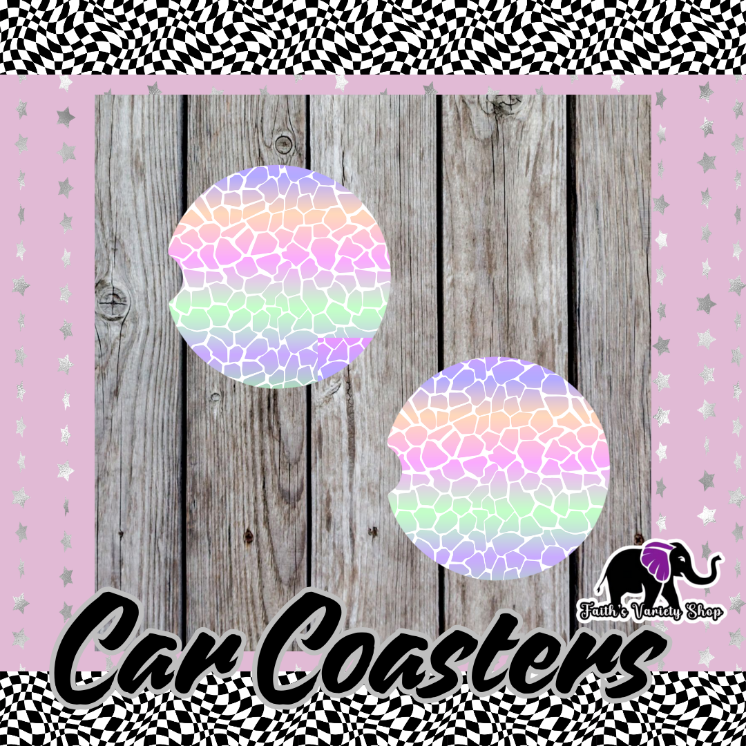 Multi Color Giraffe Print Car Coasters