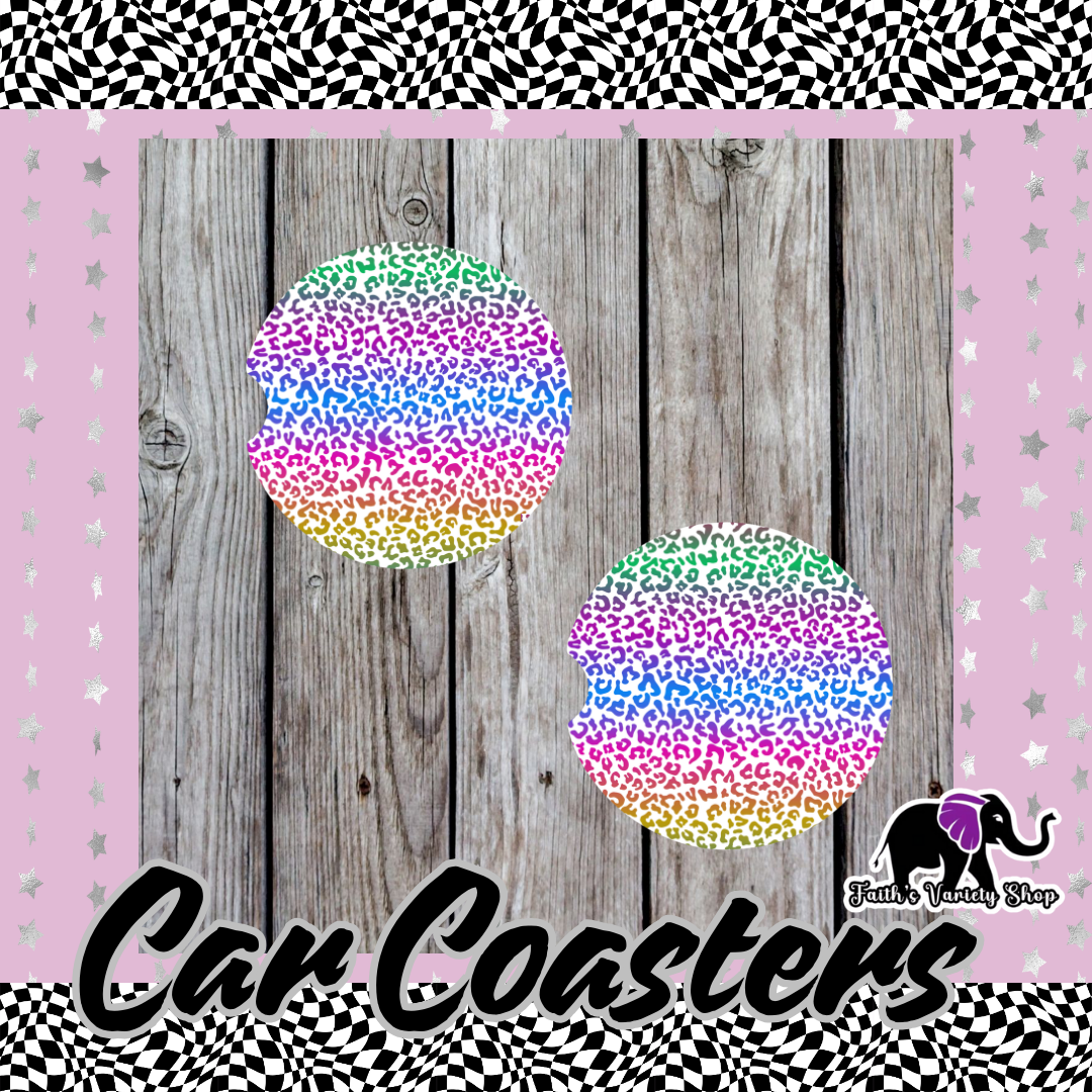 Multi Color Leopard Car Coasters