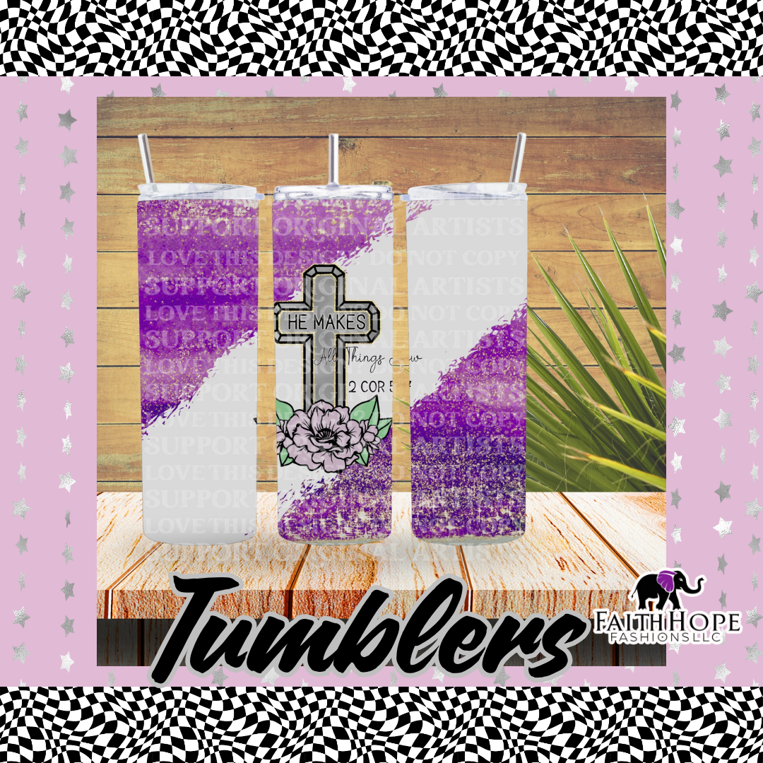 English He Makes All Things New Tumbler