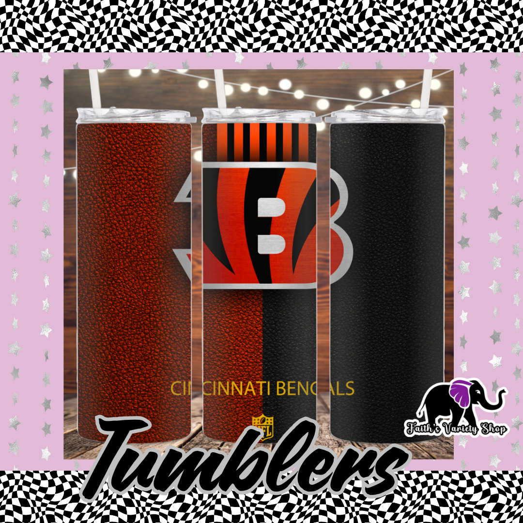 Faux Leather Bengals 20oz Tumbler