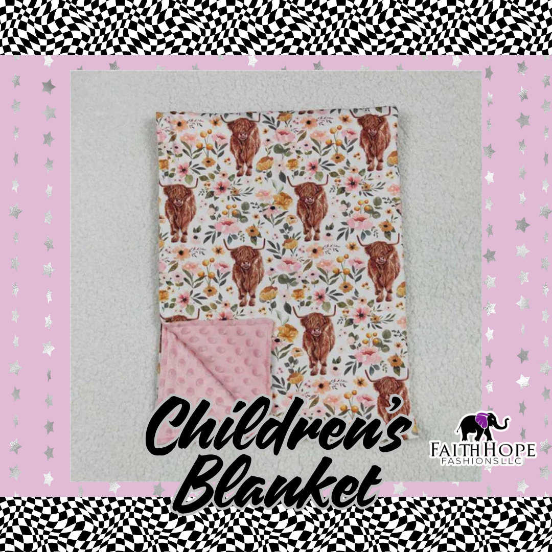 Floral Cow Children's Blanket