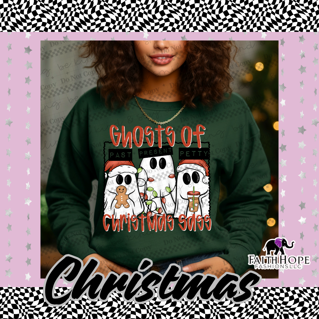 Ghost of Christmas Sass Adult Shirt