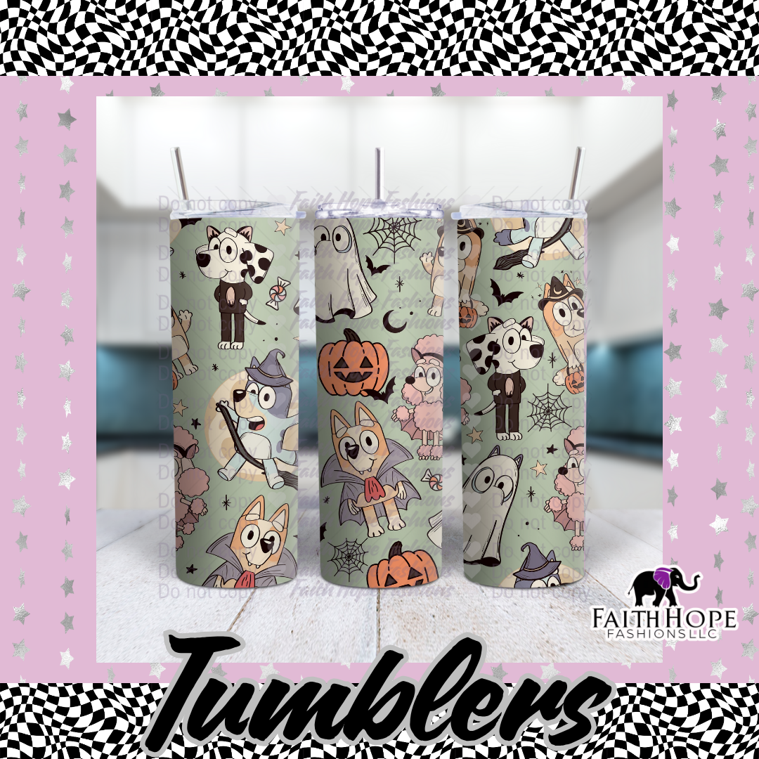 Green Bluey Halloween 20oz Tumbler