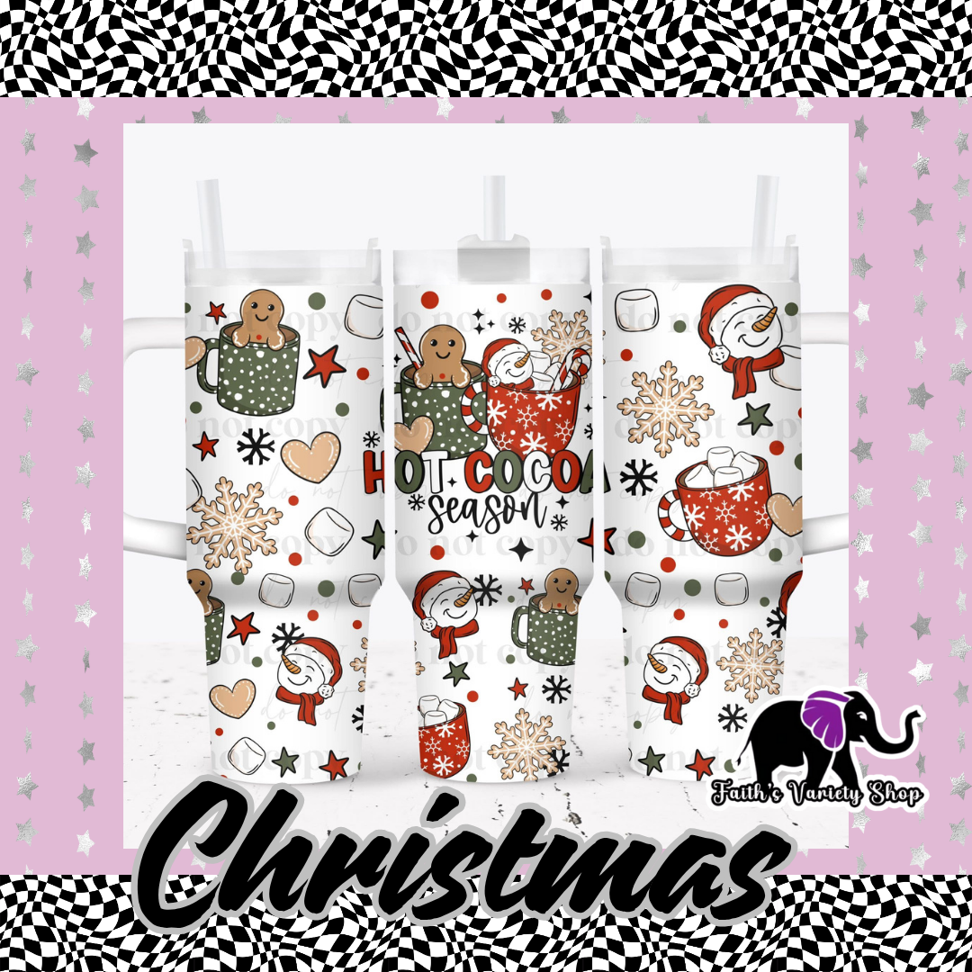 Hot Cocoa Season Gingy and Snowman 40oz Tumbler