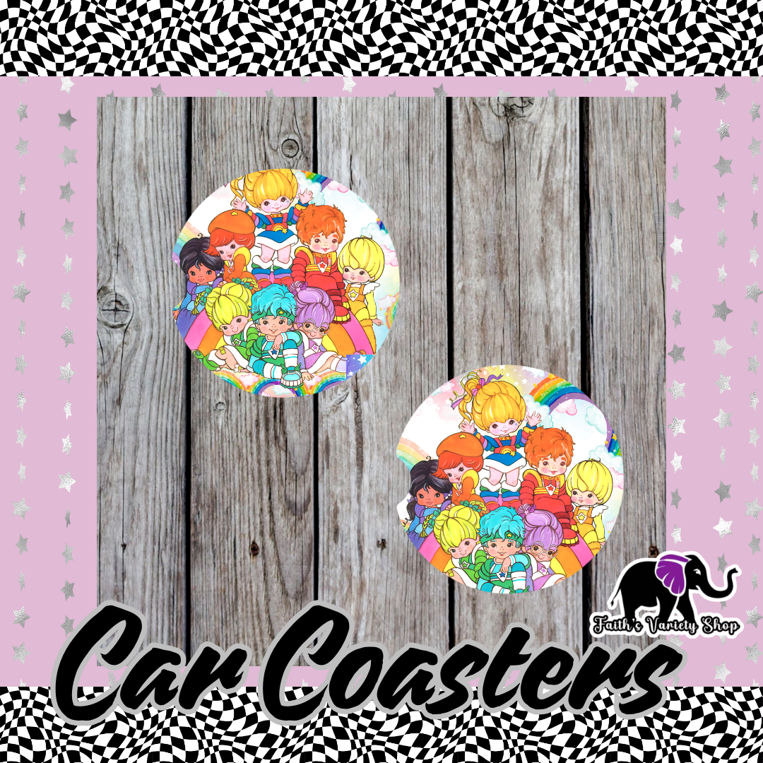 Rainbow and Characters Car Coasters