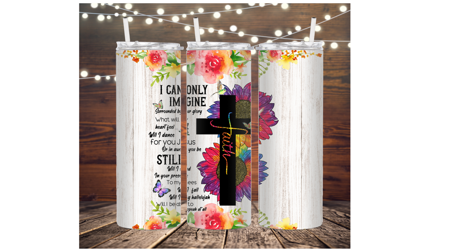 I Can Only Imagine Floral Cross Drinkware Bulk