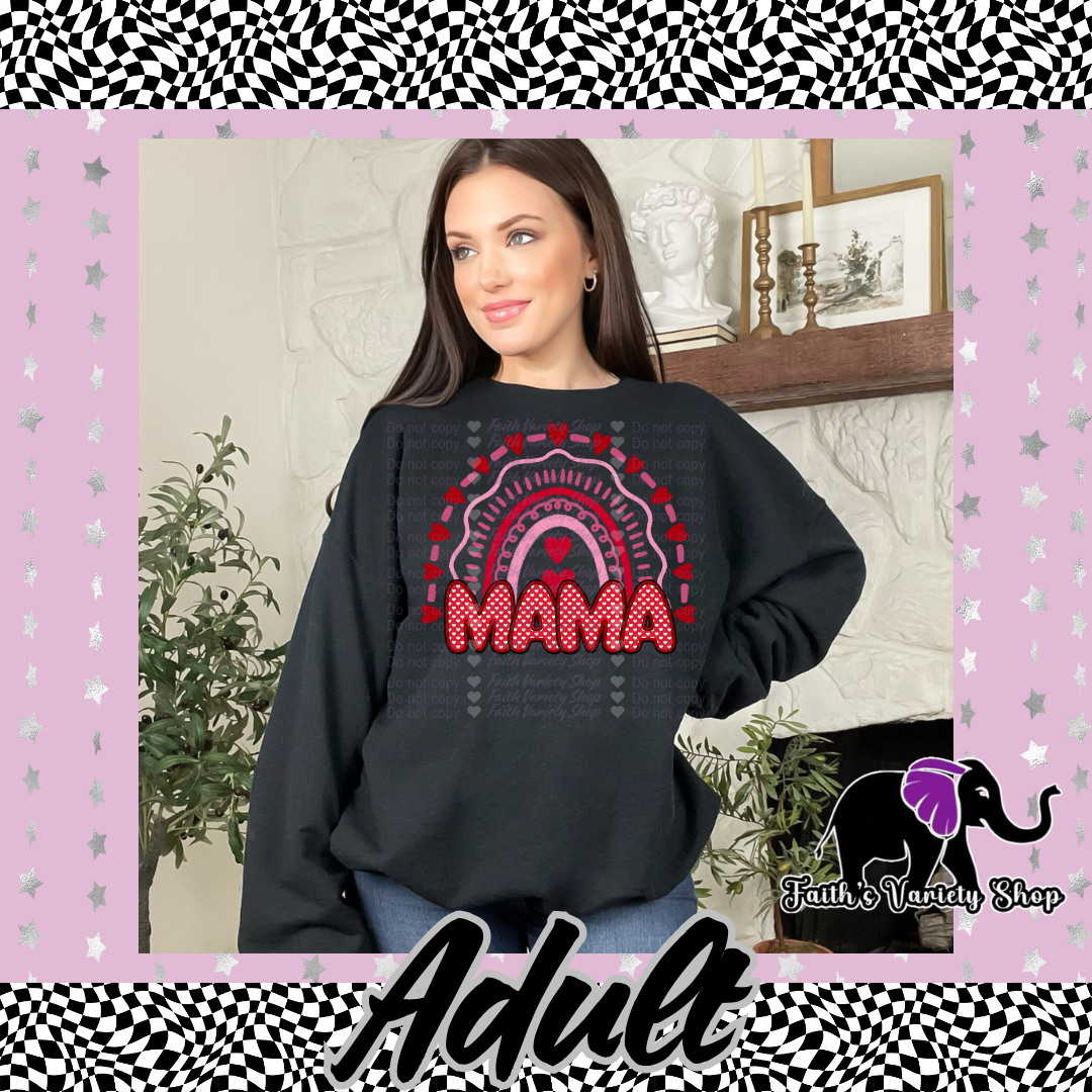 Mama Rainbow Hearts Adult Sweater