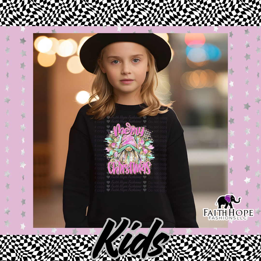 Merry Christmas Gnome Brushstroke Kids Sweater