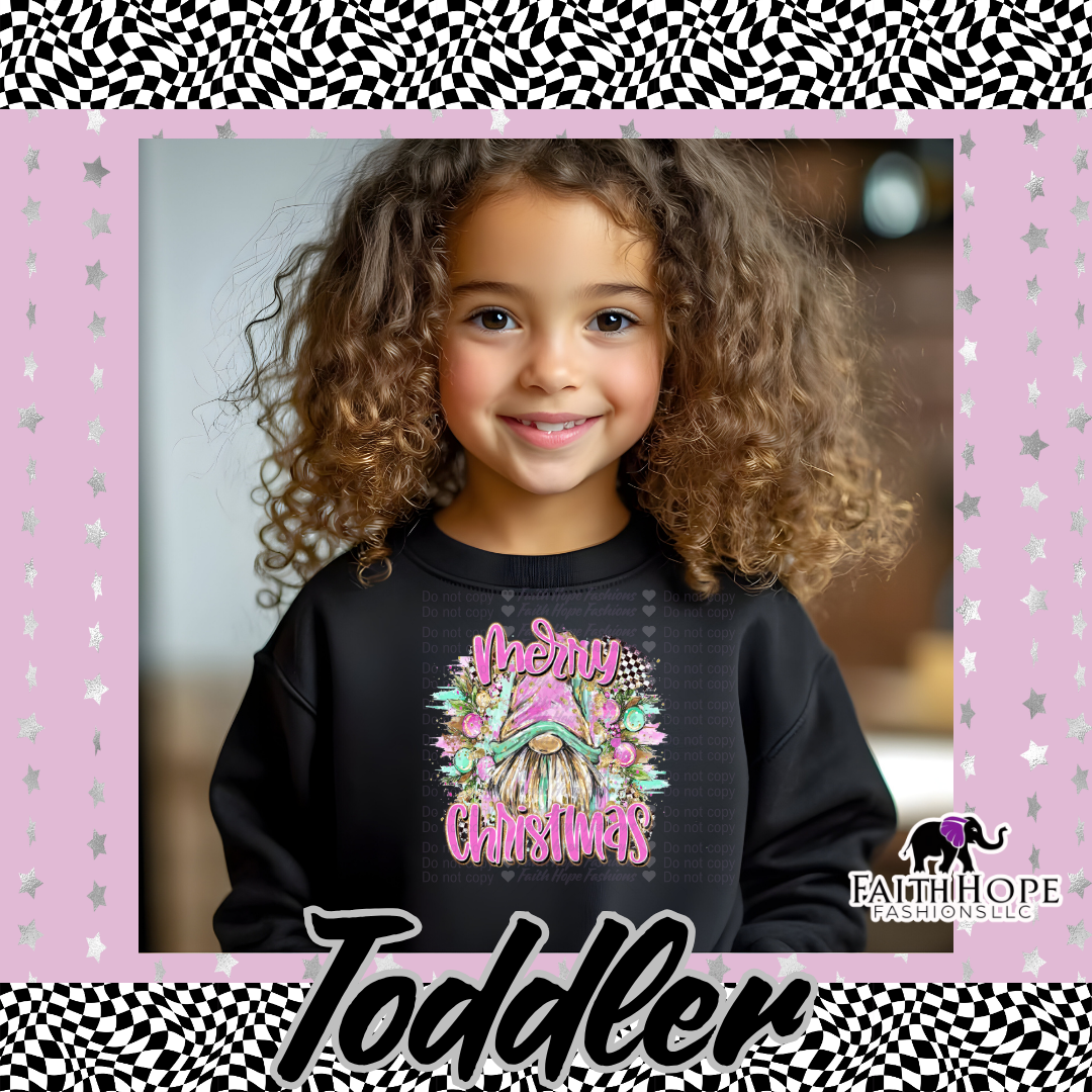 Merry Christmas Gnome Brushstroke Toddler Sweater