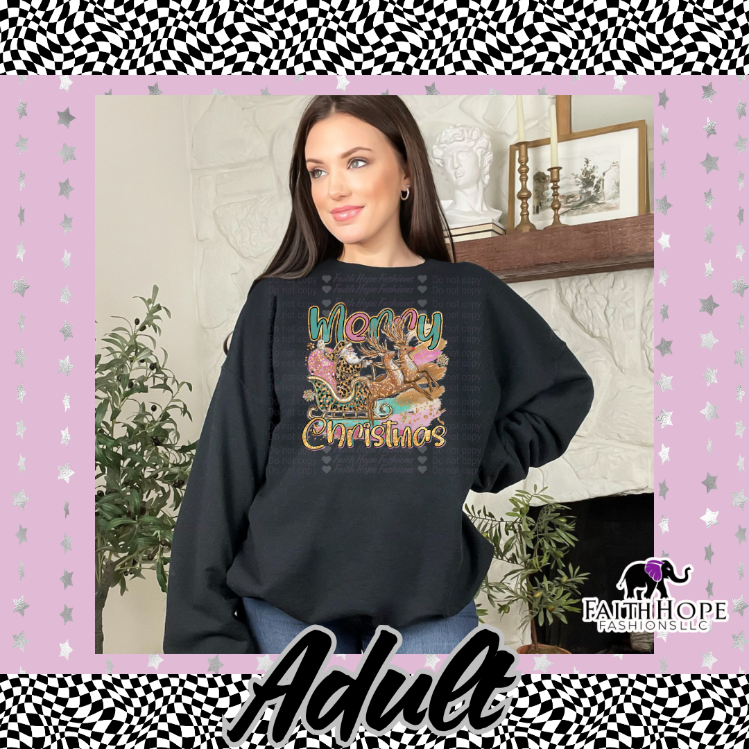 Merry Christmas Leopard Santa Adult Sweater