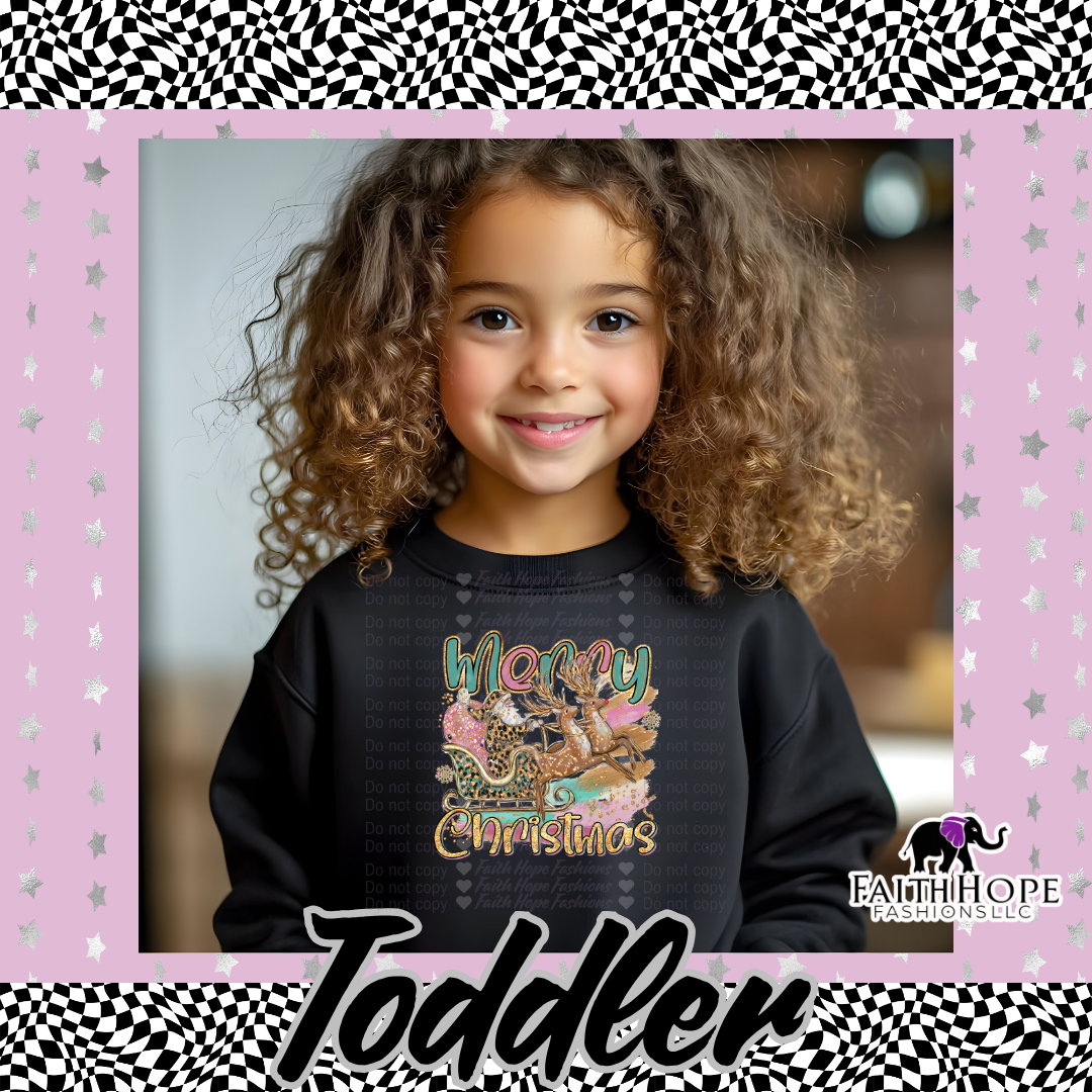 Merry Christmas Leopard Santa Toddler Sweater