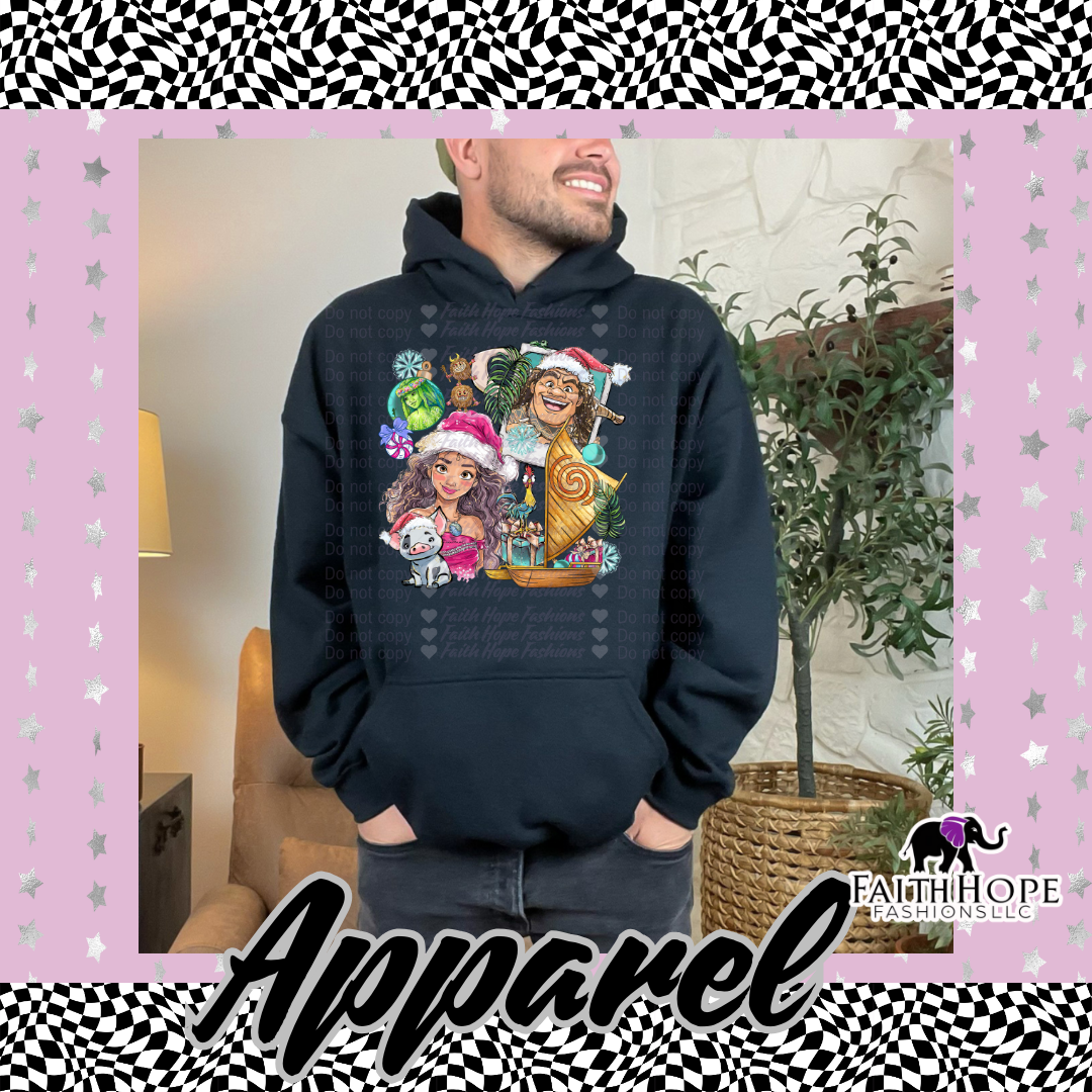 Moana Christmas Polaroid Adult Hoodie