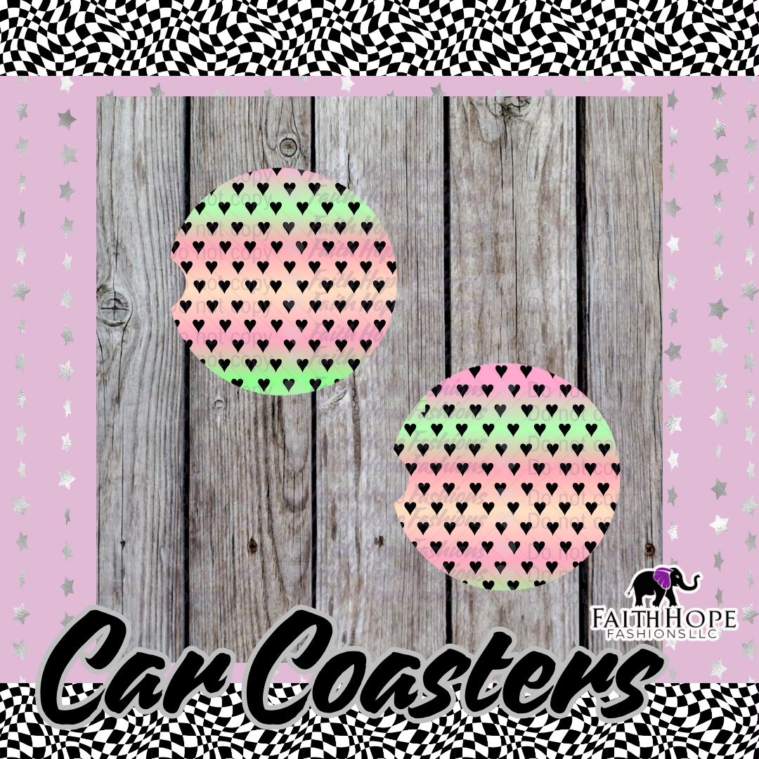Multi Colored With Hearts Car Coasters