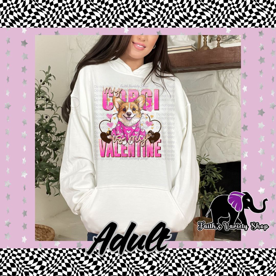 My Corgi Is My Valentine Adult Hoodie