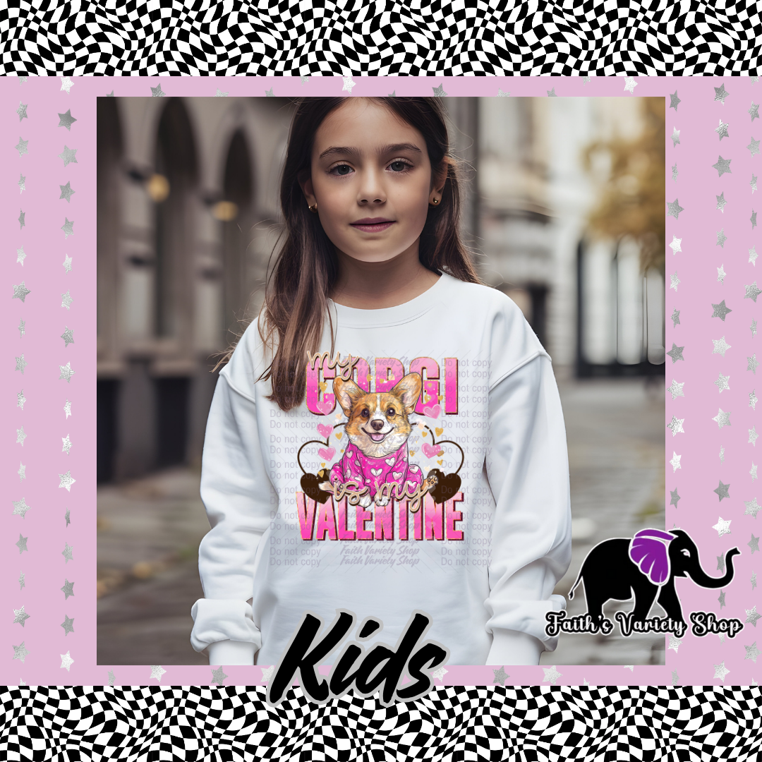 My Corgi Is My Valentine Kids Sweater