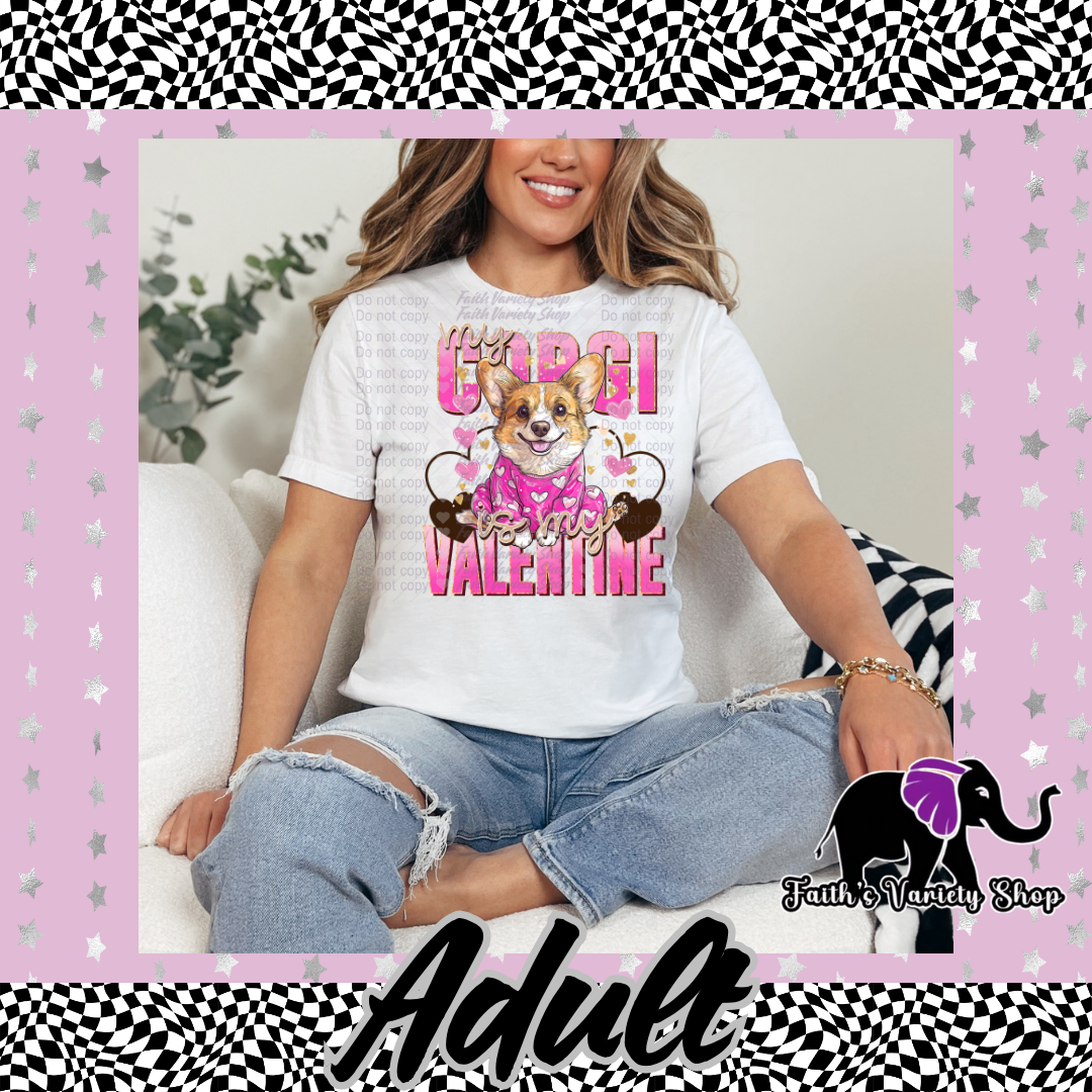 My Corgi is My Valentine Adult T Shirt