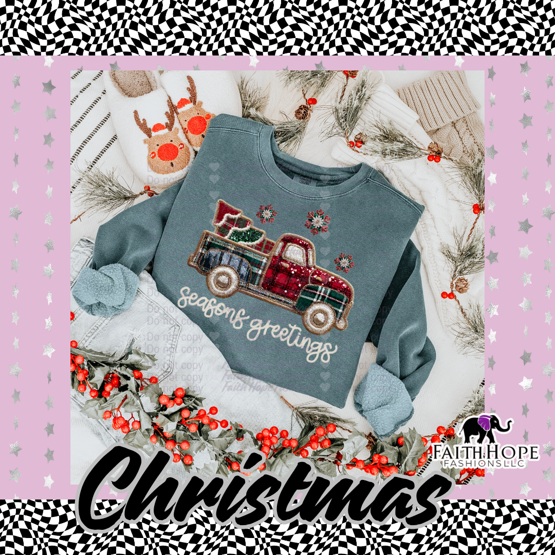 Seasons Greetings Truck Adult Sweater