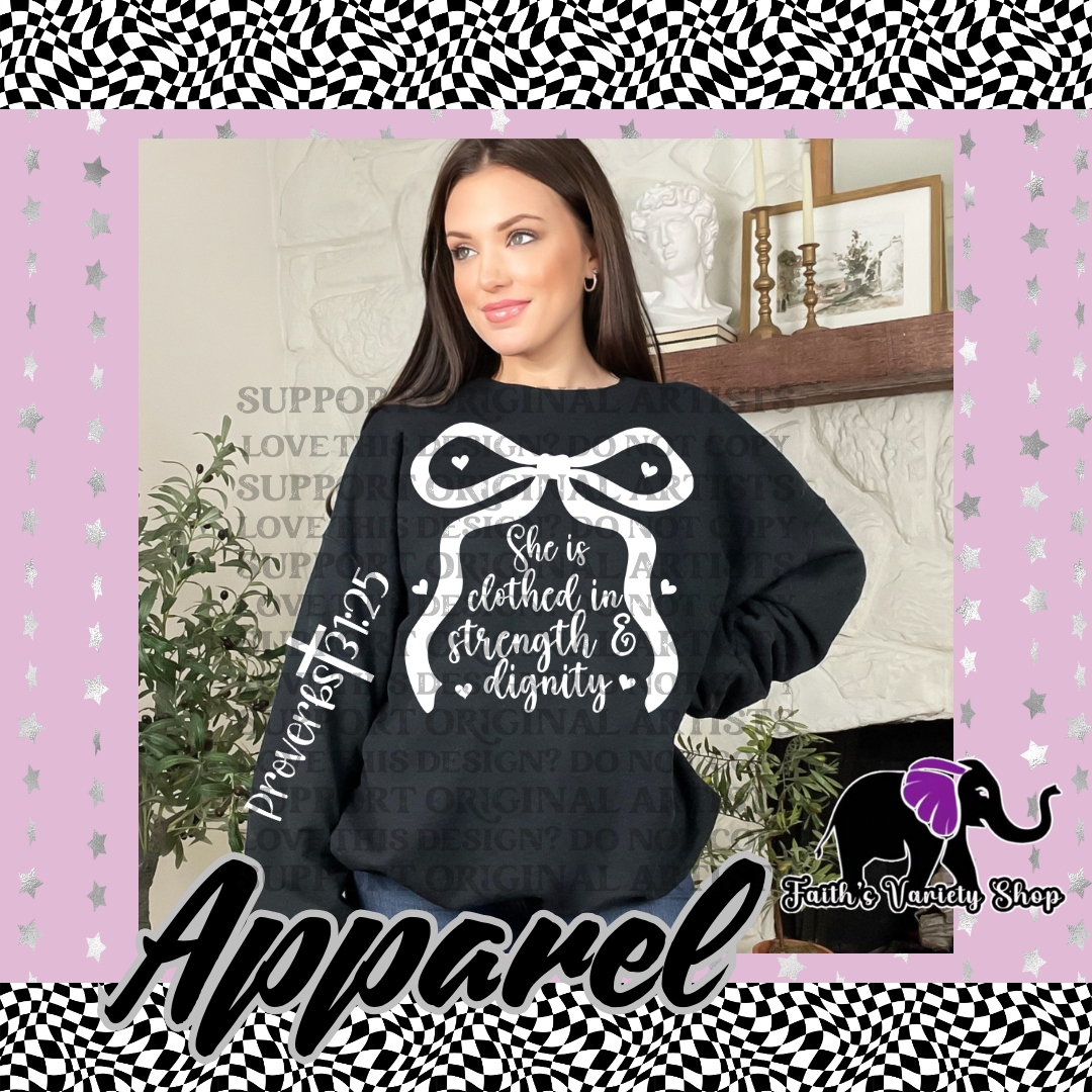 Strength and Dignity Bow Adult Sweater