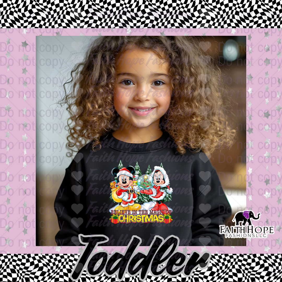 Believe In The Magic of Christmas Mouses Toddler Sweater