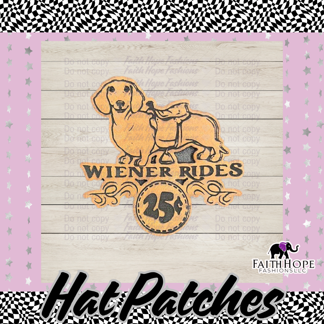 Weiner Dog Rides Hat Patch