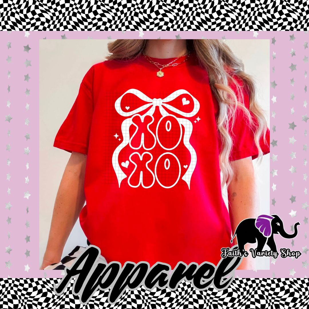 White Xoxo Bow Adult Shirt