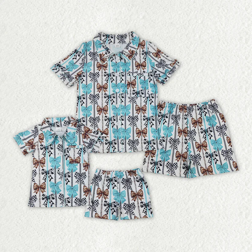 Blue and Black Bow set