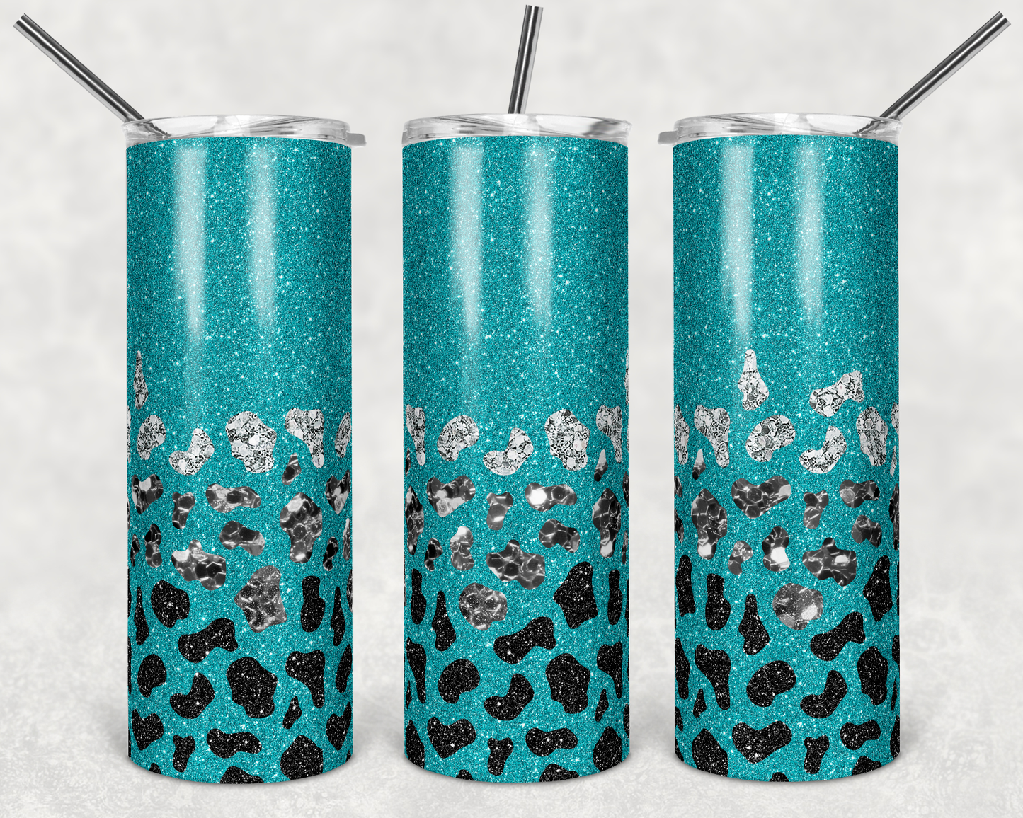 Teal Ombre Cow Print Tumbler