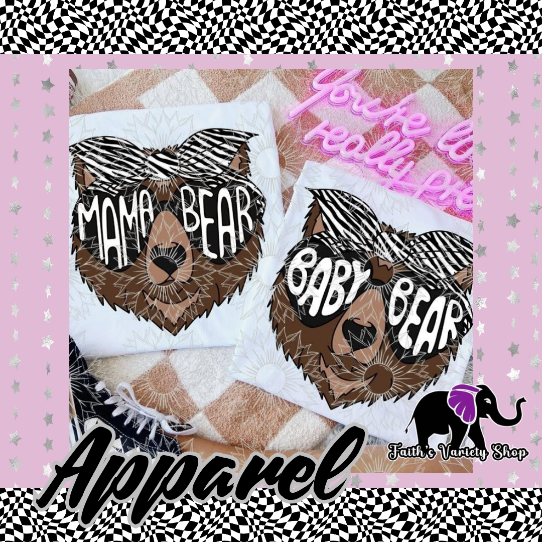 Zebra Bow Mama and Baby Bear Apparel