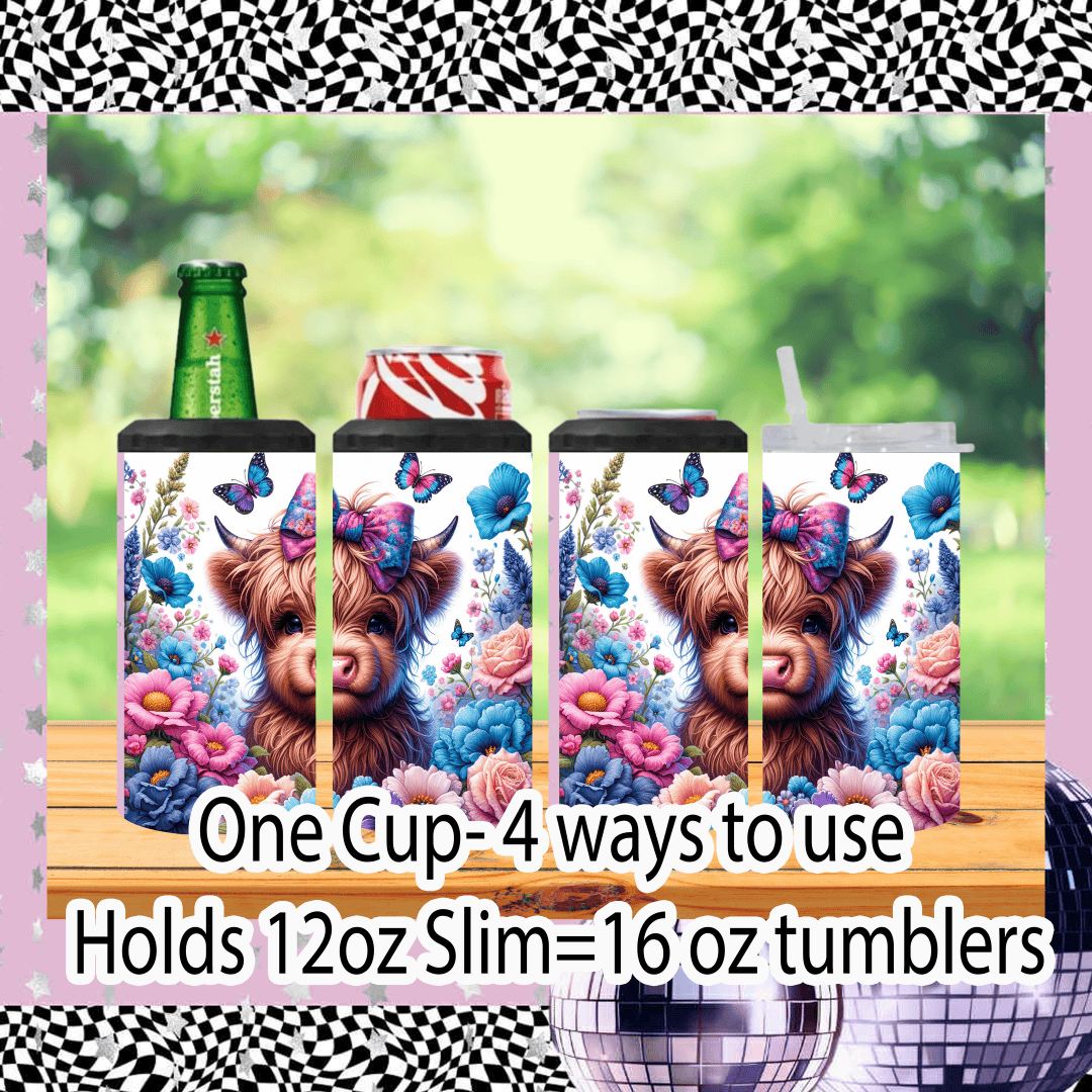 Floral Highland Cow Drinkware