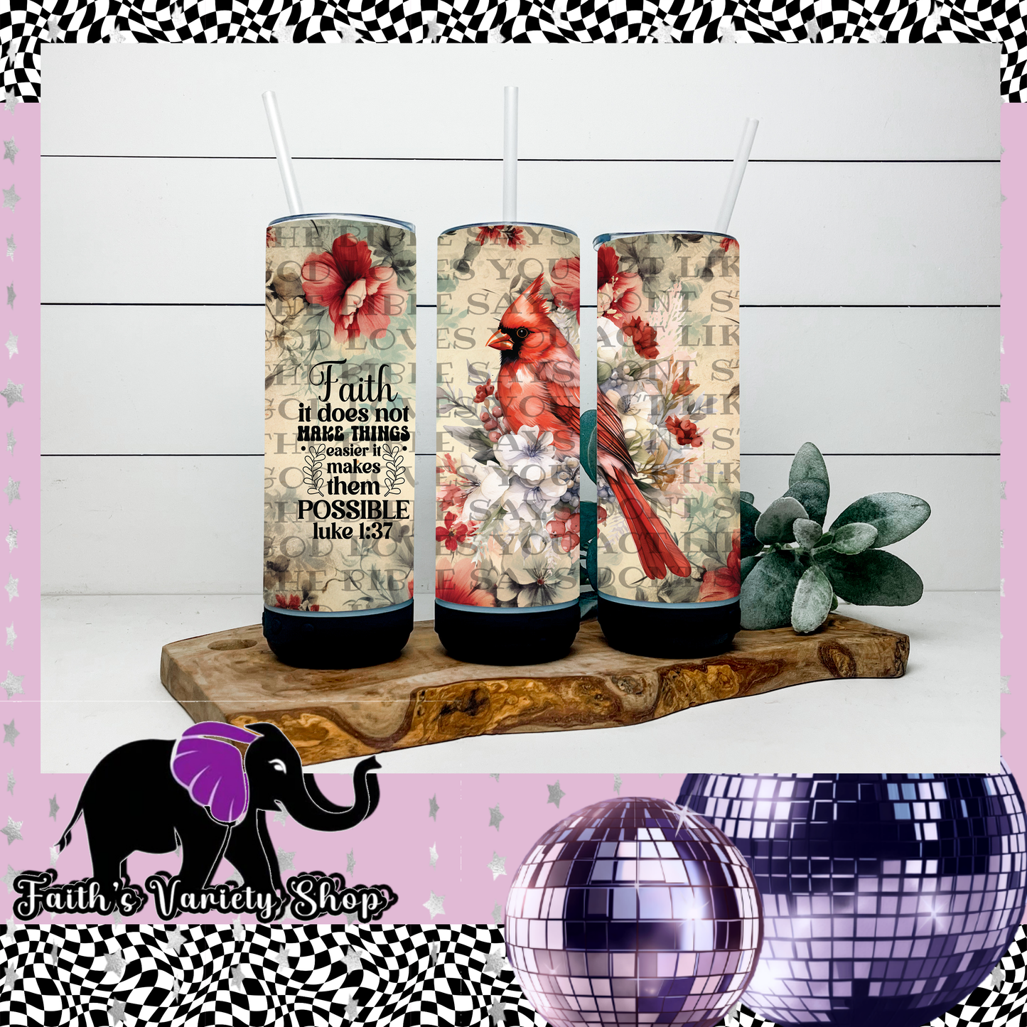 Faith Cardinal Bluetooth Tumbler