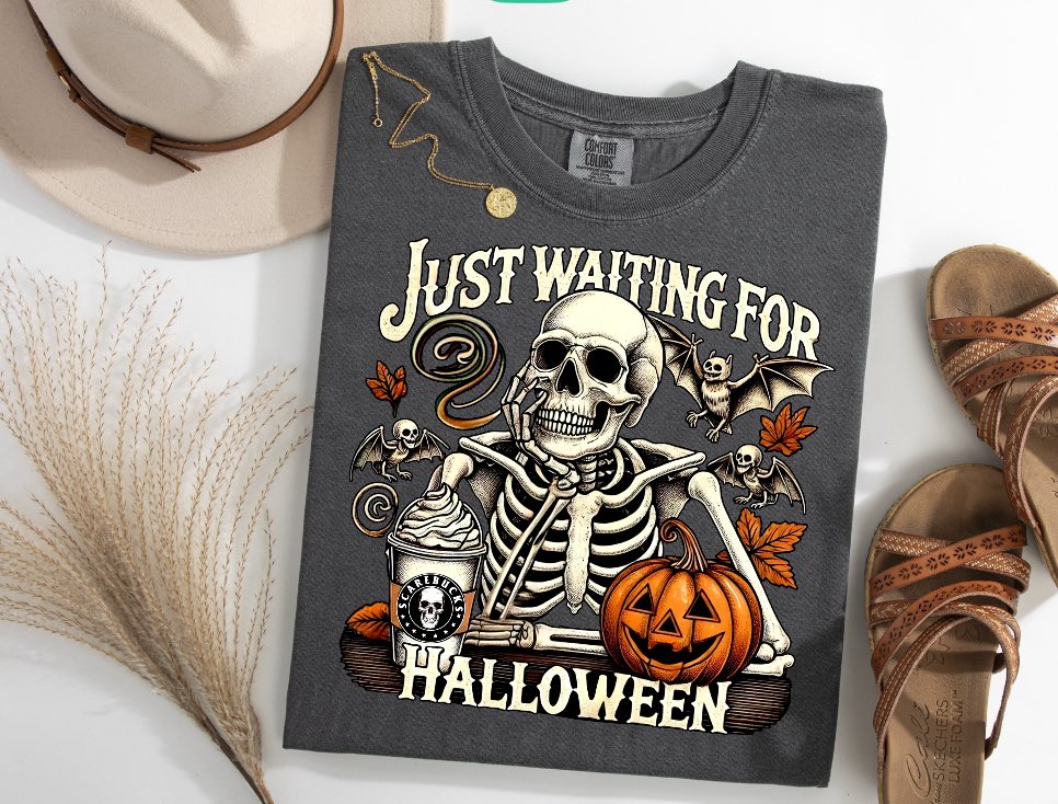Just Waiting for Halloween Skull Shirt
