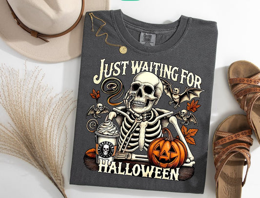 Just Waiting for Halloween Skull Shirt