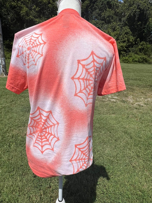 Bleached Blank Orange T-shirt with spider bleached spots