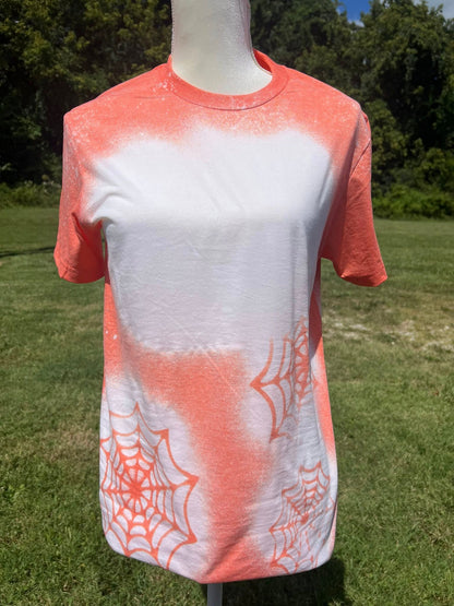 Bleached Blank Orange T-shirt with spider bleached spots