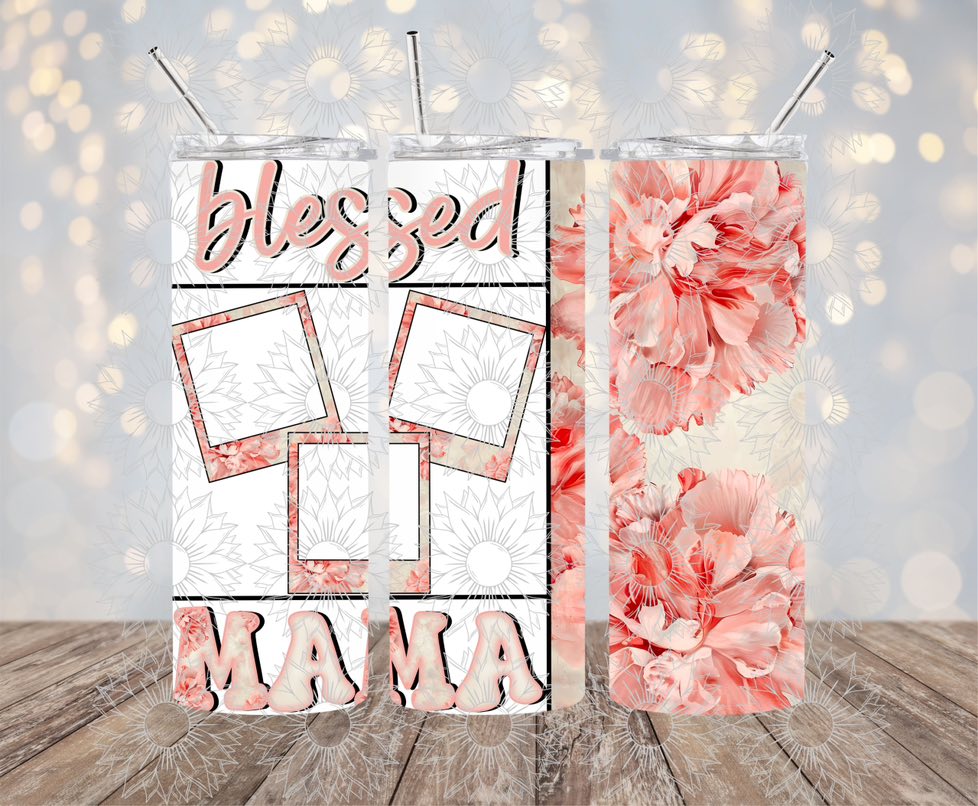 Pink Floral Blessed Mama Apparel and Tumbler Bundle